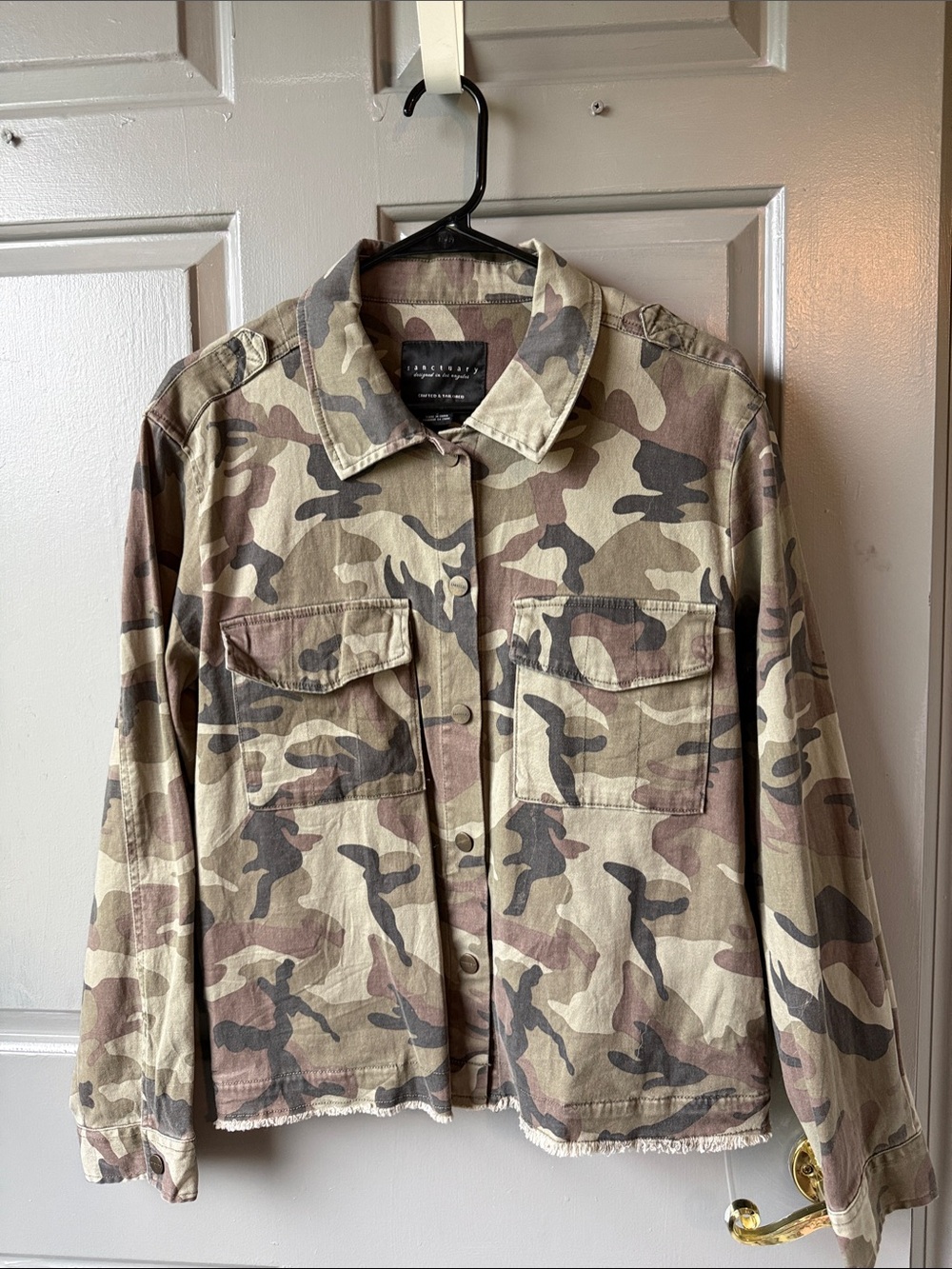 Sanctuary Camo Utility Jacket in Beige, Brown, Olive